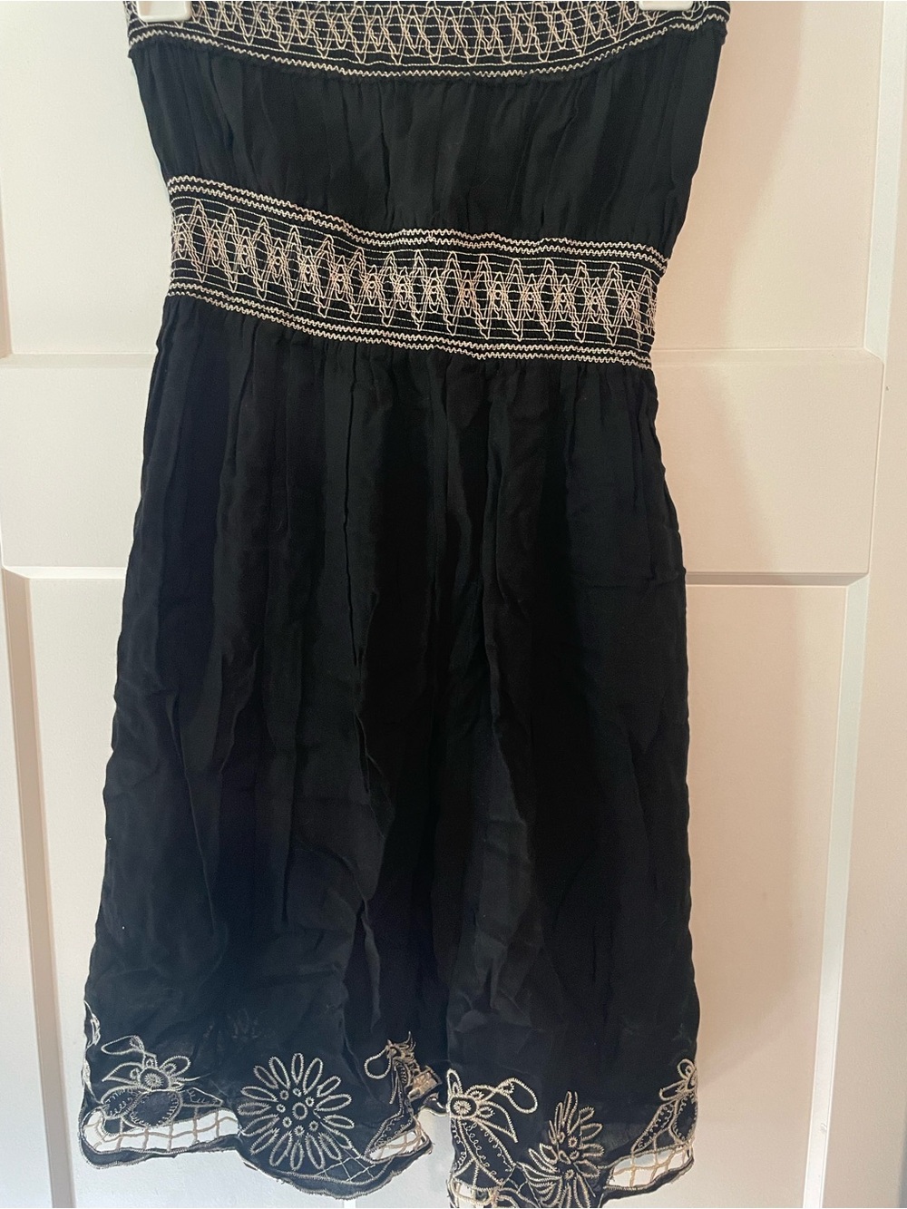 Black Strapless Embroidered Sundress